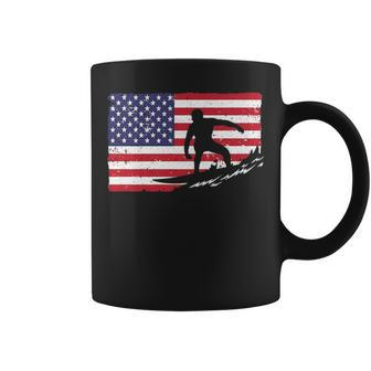 Cool Surfing For Men 4Th Of July American Flag Surfer Coffee Mug | Mazezy