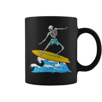 Cool Surfing Skeleton Surfer Surfboard Lovers Coffee Mug | Mazezy