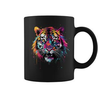 Cool Tiger On Colorful Painted Tiger Coffee Mug - Thegiftio UK