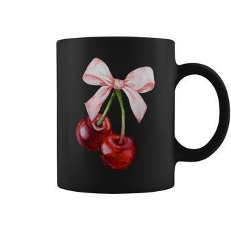 Coquette Cherry And Bows Kawaii Cherry Aesthetic Trendy Coffee Mug - Thegiftio
