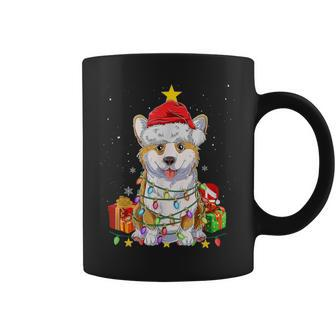 Corgi Santa Christmas Tree Lights Xmas Boys Corgmas Dog Coffee Mug | Mazezy