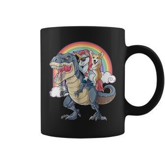 Corgi And Unicorn Ride Trex Like Boss Coffee Mug | Crazezy