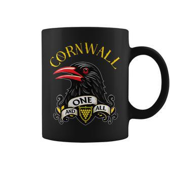 Cornwall 'One And All' S Vintage Cornish Chough & Shield Coffee Mug - Monsterry AU