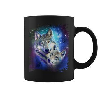 Cosmic Space Wolf Family Wolves Face Coffee Mug - Thegiftio UK