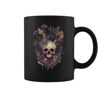 Cottagecore Skull Mushroom Collector Morel Mycologist Goth Coffee Mug - Monsterry CA