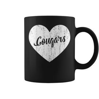 Cougars School Sports Fan Team Spirit Mascot Cute Heart Coffee Mug - Monsterry UK