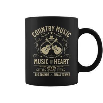 Country Music From The Heart Vintage Guitar Retro Western Coffee Mug - Thegiftio UK