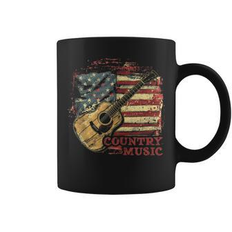 Country Music Outlaw Western Usa Patriotic Vintage Guitar Coffee Mug - Monsterry DE