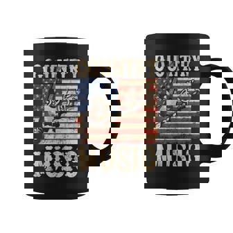 Country Music Retro Vintage Guitar American Flag Coffee Mug - Thegiftio