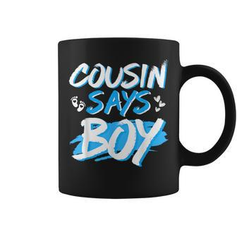 Cousin Says Boy Gender Reveal Baby Shower Party Matching Coffee Mug - Seseable