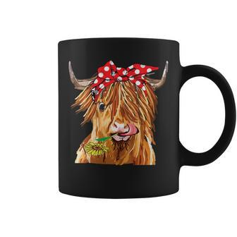 Cow Bandana Farm Animal Highland Cow Graphics Coffee Mug - Monsterry