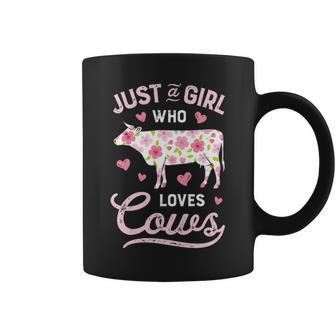 Cow Just A Girl Who Loves Cows Women Farmer Farm Flower Coffee Mug | Mazezy