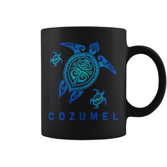 Cozumel Mexico Sea Blue Tribal Turtle Coffee Mug - Monsterry CA