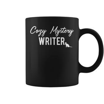 Cozy Mystery Writer With Cat Silhouette Coffee Mug - Monsterry DE