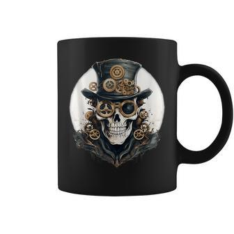 Creepy Steampunk Skulls And Gears Inspiration Graphic Coffee Mug - Monsterry