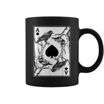 Crow And The Ace Of Spade Occult Death Aesthetic Tarot Card Coffee Mug - Monsterry