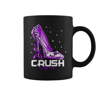 Crush Lupus Awareness Purple High Heel Purple Ribbon Womens Coffee Mug - Seseable