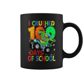 I Crushed 100 Days Of School Dinosaur Monster Truck Boy Coffee Mug | Crazezy UK