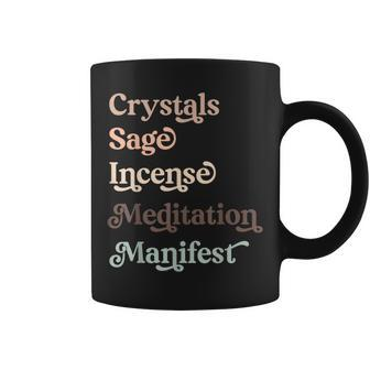Crystals Sage Incense Meditation Manifest Spirituality Coffee Mug - Monsterry