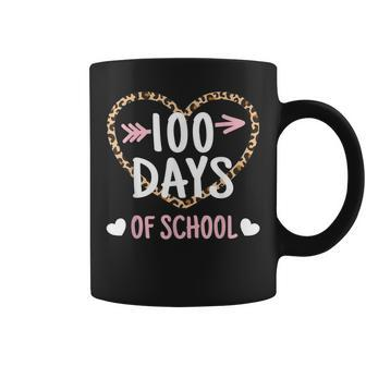 Cute 100Th Day Of School 100 Days Leopard Heart Boys Girls Coffee Mug | Mazezy