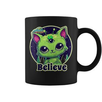 Cute Alien Cat Belive In Ufo Kawaii Coffee Mug - Seseable