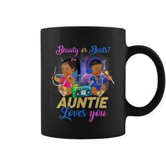 Cute Beauty Or Beat Auntie Loves You -Gender Reveal Party Coffee Mug - Seseable