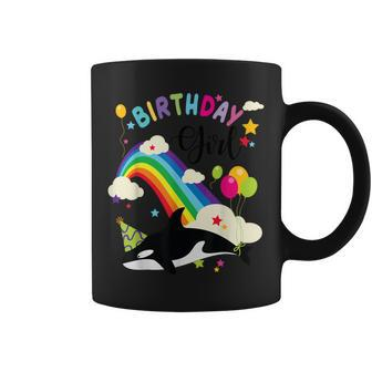 Cute Birthday Girl Orca Lovers & Killer Whale Lovers Rainbow Coffee Mug - Monsterry