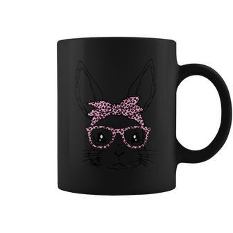 Cute Bunny Rabbit Face With Leopard Glasses Bandana Easter Coffee Mug | Mazezy DE