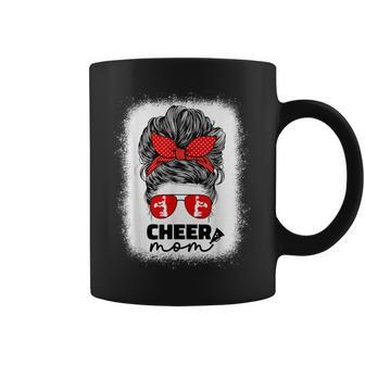 Cute Cheer Mom For Cheerleader Mom Red Messy Bun Mom Coffee Mug - Monsterry AU