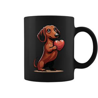 Cute Dachshund Valentines Day Heart Lover Dog Mom Dad Women Coffee Mug - Monsterry CA