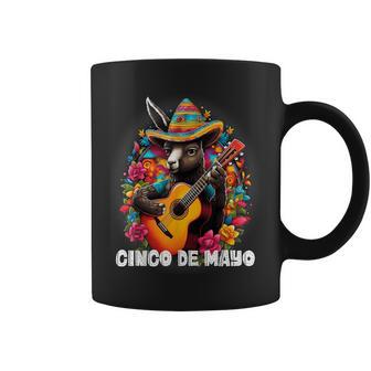 Cute Donkey Cinco De Mayo Mexican Holiday Guitar Music Coffee Mug - Monsterry