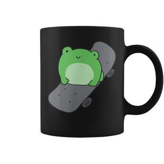 Cute Frog And Skateboard Kawaii Aesthetic Frog Coffee Mug - Monsterry