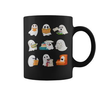 Cute Ghost Reading Librarian Book Lover Halloween Coffee Mug | Crazezy CA