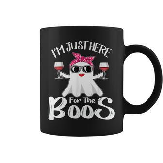 Cute Ghost Wine Halloween I'm Just Here For The Boss Coffee Mug | Crazezy