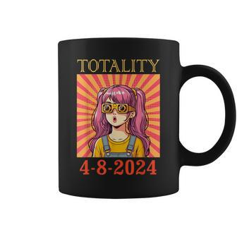 Cute Girl & Solar Glasses Seeing Totality Solar Eclipse 2024 Coffee Mug - Monsterry UK
