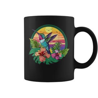 Cute Hummingbird With Flowers I Aesthetic Hummingbird Coffee Mug - Seseable