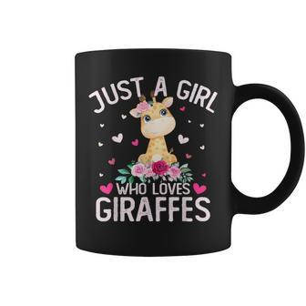 Cute Just A Girl Who Loves Giraffes Floral Girls Coffee Mug - Thegiftio UK