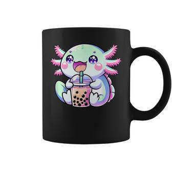 Cute Kawaii Axolotl Boba Blue Pink Expression Summer Fun Coffee Mug - Seseable