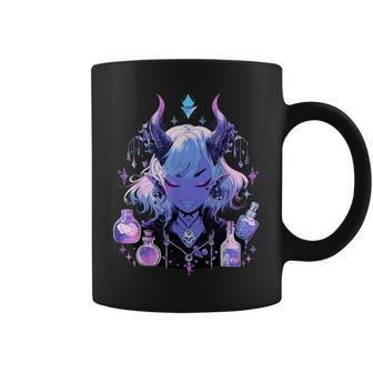 Cute Kawaii Witchy Demonic Lady Crystal Alchemy Pastel Goth Coffee Mug - Seseable