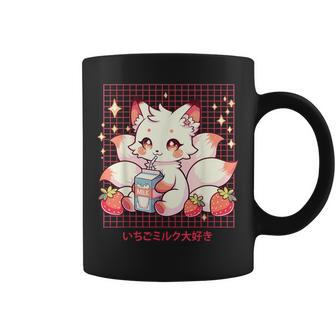 Cute Kitsune Japanese Anime Fox Kawaii Strawberry Milk Coffee Mug - Monsterry DE