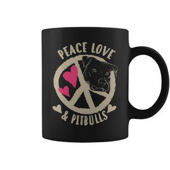 Cute Peace Love & Pitbulls Men And Women Coffee Mug | Mazezy