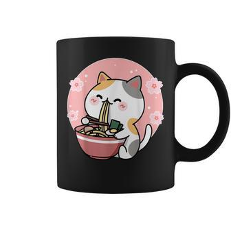 Cute Ramen Cat Kawaii Anime Sakura Pink Coffee Mug - Monsterry AU