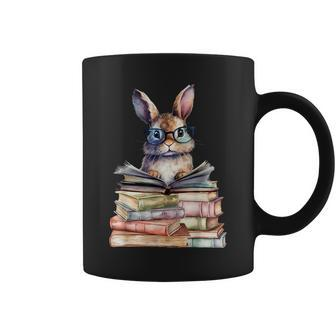 Cute Reading Bunny With Glasses Books Bookworm Reader Book Coffee Mug - Thegiftio UK