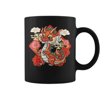 Cute Red Chinese New Year Of The Dragon 2024 Lunar Zodiac Coffee Mug - Seseable