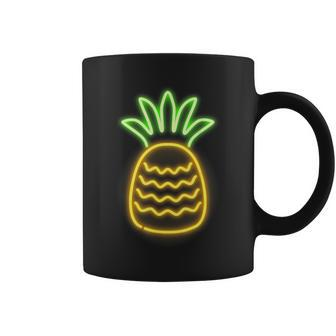 Cute Retro Neon Pineapple For Hawaiian Beaches Coffee Mug - Monsterry CA