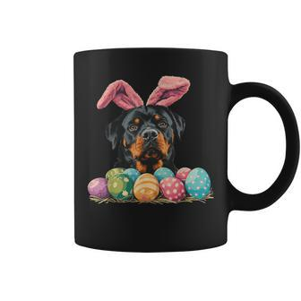 Cute Rottweiler Easter Rottweiler Dog Eggs Basket Bunny Ears Coffee Mug - Thegiftio UK