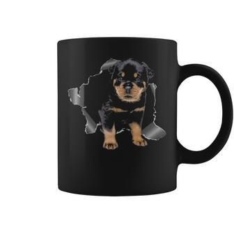 Cute Rottweiler Torn Cloth Rottweiler Lover Dog Owner Puppy Coffee Mug | Mazezy