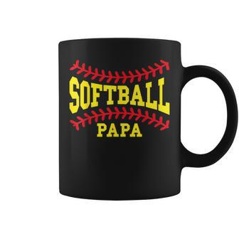 Cute Softball Papa Laces Matching Grandpa Father's Day Coffee Mug - Monsterry CA