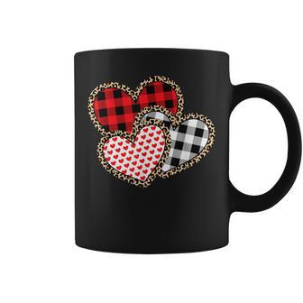 Cute Valentines Day Leopard Print Buffalo Plaid Love Heart Coffee Mug - Thegiftio UK