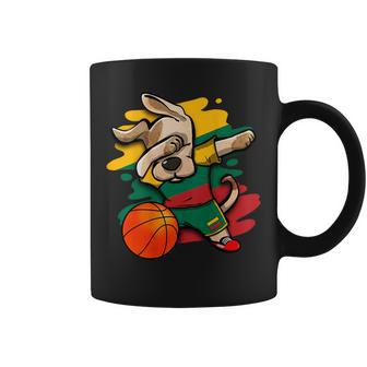 Dabbing Dog Lithuania Basketball Fans Jersey Lithuanian Flag Coffee Mug - Thegiftio UK